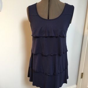Navy Blue tiered sleeveless nursing blouse